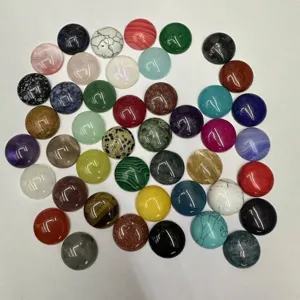 Set di cabochon in pietra naturale rotonda da 20 mm in vari colori per gioielli fai da te