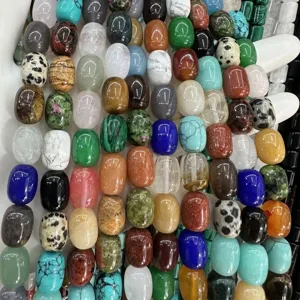 Natural Stone Drum Beads 10x14mm Polished Barrel Beads For Jewelry Making DIY Craft Bracelet Necklace Accessories Strand