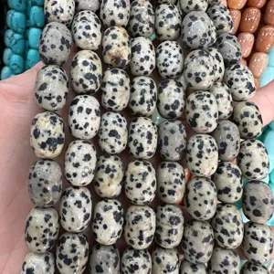 Dalmatian jasper barrel beads for DIY jewelry making