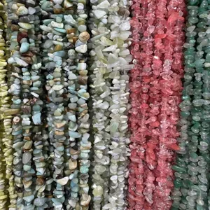 Cuentas de virutas de piedra natural y cristal de 3-5mm para creación de joyas DIY