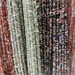 Tiras verticales de cuentas de piedra natural triturada de 3x5mm para joyería DIY