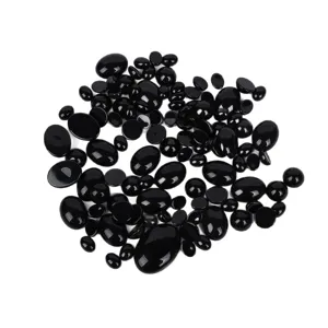 Gepolijste natuurlijke zwarte onyx cabochons losse stenen voor DIY sieraden maken