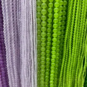 Natural Stone Round Loose Beads Malay Jade Chalcedony Spacer Beads For DIY Jewelry Making Necklace Bracelet Finding Accessories