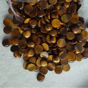 Bulk natural tiger eye flat back round cabochons for DIY jewelry making settings