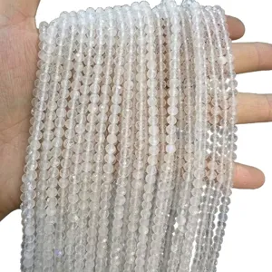 Faceted clear natural stone crystal beads strands for DIY necklace bracelet making