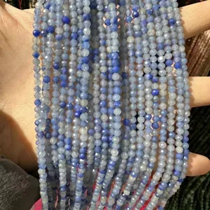 Faceted blue natural crystal stone beads strands for DIY necklace and bracelet crafting