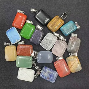Colgantes rectangulares surtidos de piedra natural y cuarzo cristal