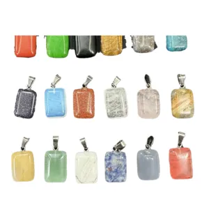 Colgantes rectangulares de piedra natural y cristal para creación de joyas