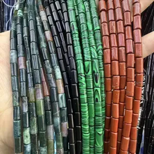 Natural Stone Cylinder Beads Polished Crystal Agate Tube Spacer Beads For DIY Jewelry Making Necklaces Bracelets Findings Accessories