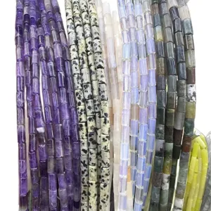 4x9mm cylindrical natural stone and crystal spacer beads for DIY jewelry making and crafts