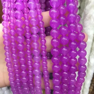 Natural purple chalcedony stone round beads for DIY jewelry making and accessories