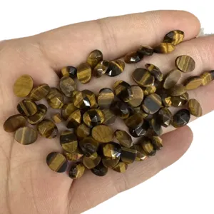 Cabochon in pietra occhio di tigre naturale con design ovale sfaccettato per gioielli