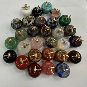 Collection of natural stone apple pendants for DIY jewelry making and craft projects