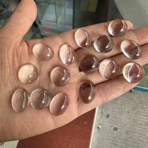 Cabujones de cristal blanco sintético transparente con base plana para diseño de joyas