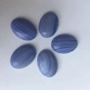 Lot de cinq cabochons ovales en agate bleue naturelle pour projets de bijoux DIY