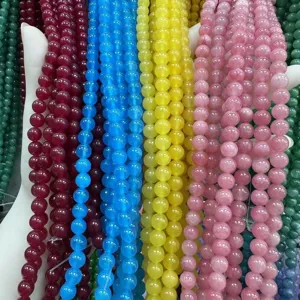 Macro view of multicolored 8mm natural stone round beads for DIY jewelry making accessories