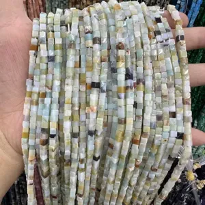 Detailed view of 3x3mm natural mixed stone square cube beads for DIY jewelry making