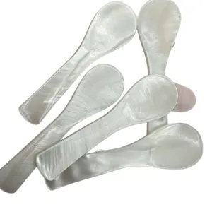 Cucharas artesanales de nácar natural para café, especias o aplicación de mascarillas