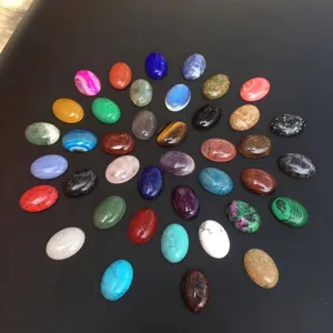 Variété de cabochons en pierres naturelles ovales, agate et oeil de tigre pour bijoux