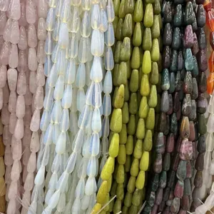 Perles en goutte de pierre naturelle cristal agate de couleurs variées pour bijoux