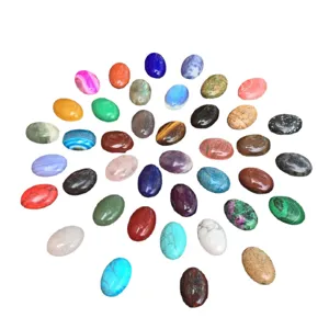 Cabochons assortis en pierre naturelle ovale pour création de bijoux DIY et artisanat.