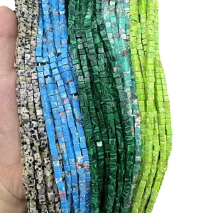 3x3mm natural stone square cube beads in various colors for DIY jewelry making