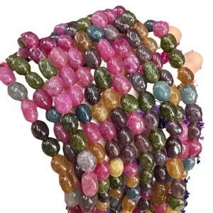 Natürliche ovale bunte Turmalin Achat Steinperlen Set für handgefertigten DIY Schmuck Handwerk