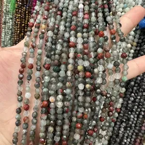 Perles en pierre naturelle facettée de 4mm pour création de bijoux DIY et artisanat