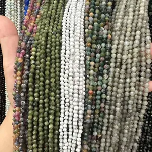 Perles en Pierre Naturelle Facettées 4mm Coupe Triangulaire Perles Intercalaires en Vrac pour la Fabrication de Bijoux DIY Bracelet Collier Accessoires