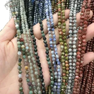 Perles en pierre naturelle facettée de 4mm pour la création de bijoux DIY variés