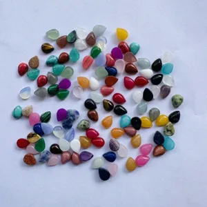 Collection of multi-color teardrop natural stone cabochons for DIY jewelry accessories