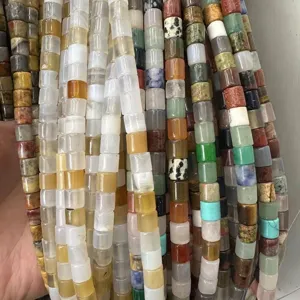 Natural Stone Tube Beads Agate Crystal Tiger Eye Cylinder Loose Beads For DIY Handmade Jewelry Making Accessories Necklaces Bracelets