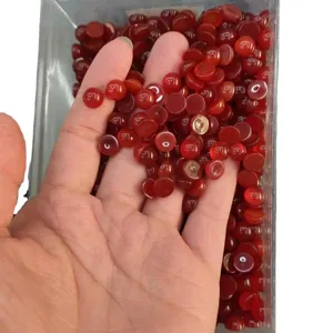 Cabochon tondi in agata rossa con retro piatto per creazione di gioielli fai da te