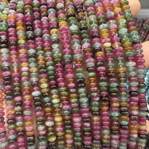Multicolor natural tourmaline wheel-shaped loose beads for DIY jewelry making and crafts