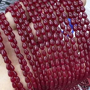 Pierre Naturelle Goutte d'Eau Calcédoine Perles Lisses Goutte de Larme Perles en Vrac Pour Création de Bijoux Collier Bracelet
