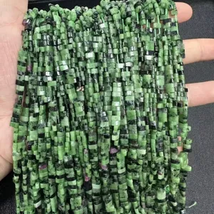 Fils de perles de pierre verte 3x5mm pour la fabrication de bijoux DIY à la main