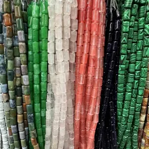 Natural Stone Cylinder Tube Beads For DIY Jewelry Making Bracelet Necklace Accessories Polished Loose Spacer Gemstone Beads