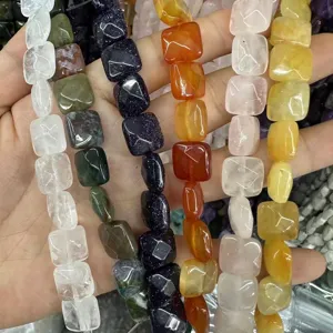 Cuentas cuadradas facetadas de piedra natural para hacer joyas de bricolaje
