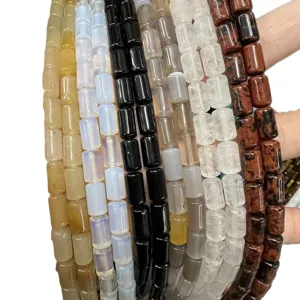 Cylindrical natural stone beads for DIY jewelry making in assorted colors and materials