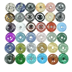 Wholesale 25mm natural stone Ping'an Kou donut beads for DIY crystal jewelry making