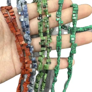 Perles rectangulaires en pierre naturelle 3x5mm à double trou pour la création de bijoux DIY