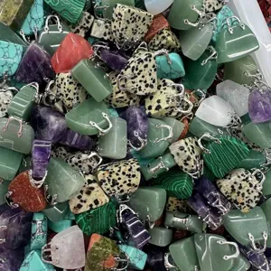 Sortierte Mini-Handtaschen-Anhänger aus Naturstein für DIY-Halsketten