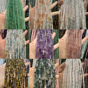 5x12mm natural bamboo joint olive jade tube beads for DIY bracelet necklace jewelry making