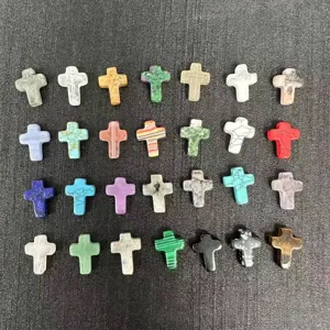 A variety of colorful natural stone and crystal cross beads for DIY jewelry making