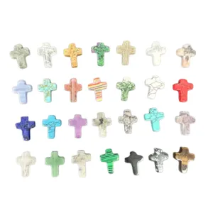Natural stone cross beads 12x16mm for DIY jewelry making in various crystal colors