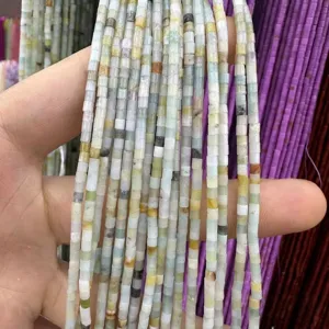 Mixed 2x2mm natural stone cylinder tube beads for DIY jewelry making and crafts