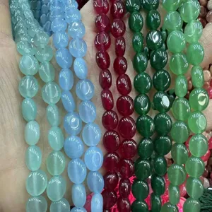Perles de calcédoine ovales 8x10mm en couleurs variées pour bijoux DIY