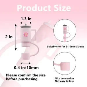 Couvercle de paille en silicone rose guide des tailles pour 9-10mm accessoire de tasse.