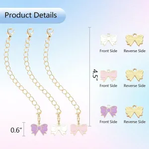 Stanley cup charm accessory cute bow chain pendant set with pink white and purple bows.