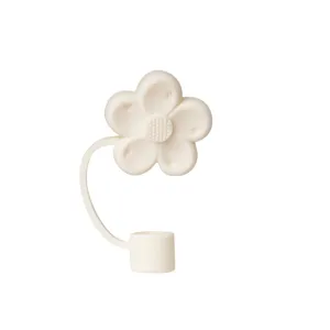 Silicone flower straw topper for 10mm tumblers, cute dustproof reusable straw cover cap.